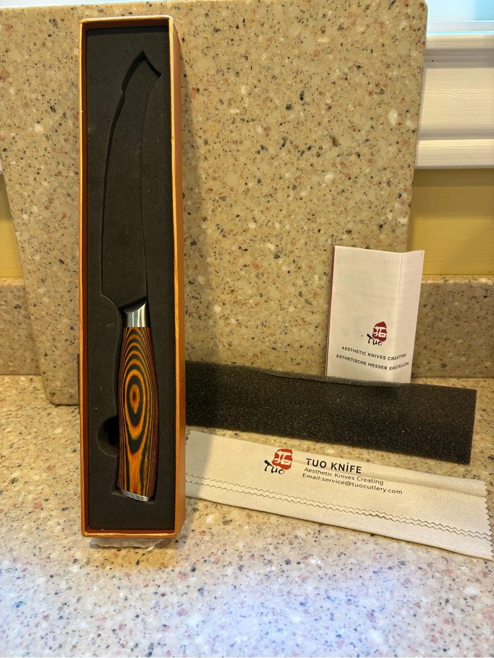TUO 5.5” Cheese and Tomato Knife with a Perforated Blade and Pakkawood Handle